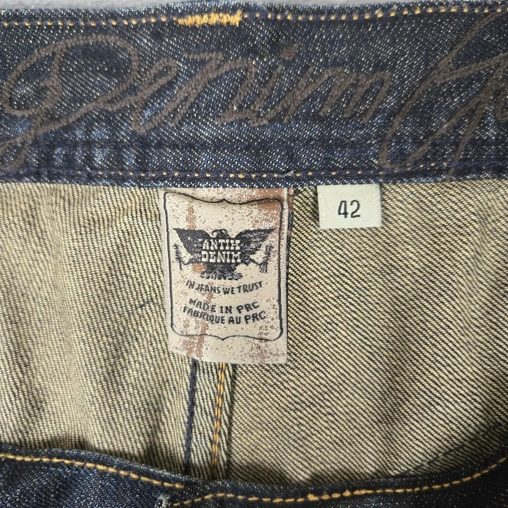 Antik Denim Jeans Shorts Mens 42 Zip Pockets‎ Embroidered Cotton Baggy Y2K
